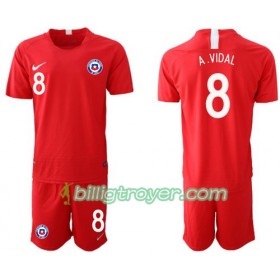 Billige Fotballdrakter Chile A. VIDAL 8 Barn Hjemmedraktsett 2018/19 Kortermet